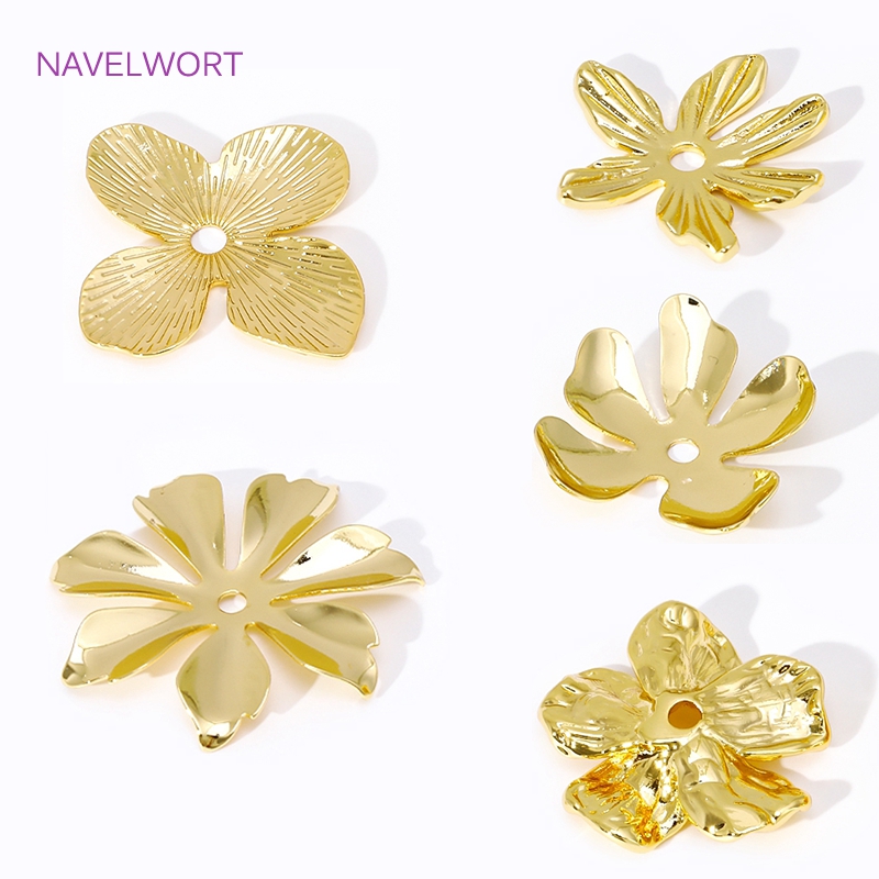 Flower Supply - 18K Gold Plated Large Flower Bead