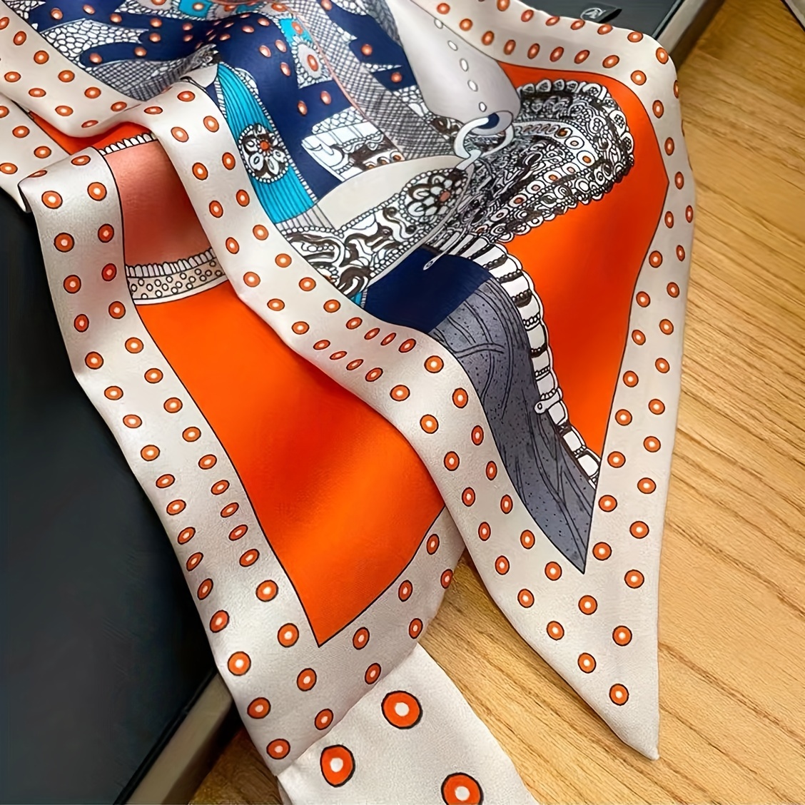 Boho Chic Orange Floral Print  - đánh giá và giá Ribbon Wired Satin