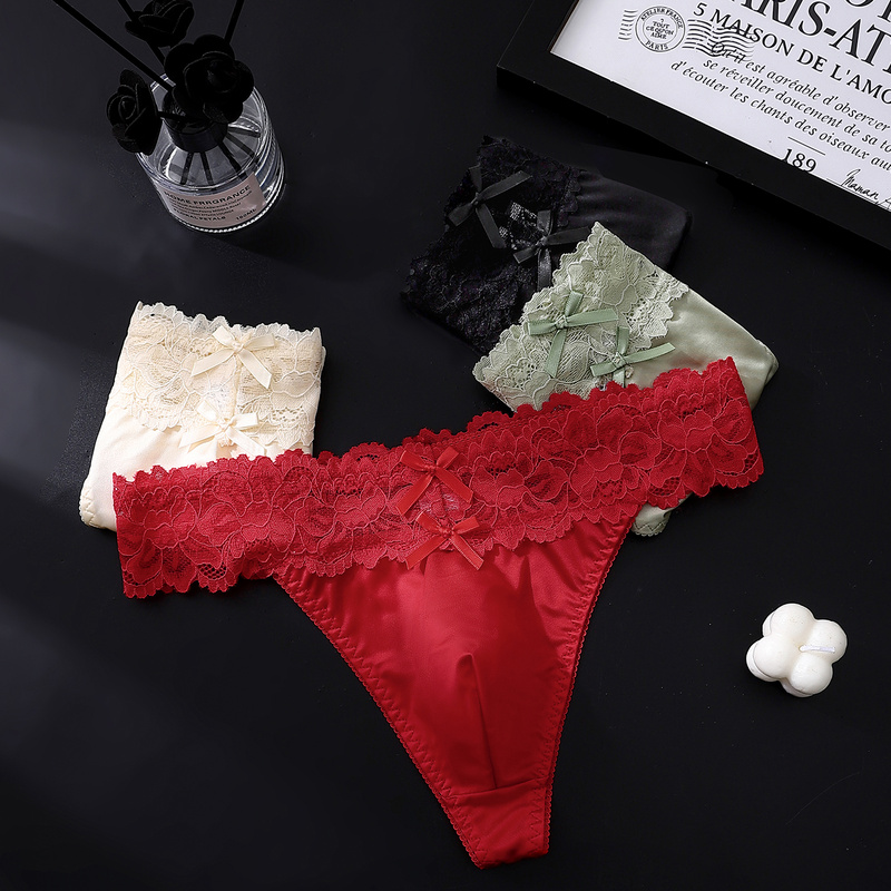 Sexy Gay Men Satin Lace Thongs - đánh giá và giá Ribbon Wired Satin